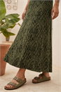 Khaki Abstract Diamond Print Midi Skirt, Image 4 of 4