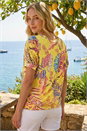Yellow Floral Print Bubble Hem Tee, Image 3 of 4