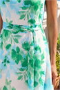 Green Floral Pleated Neck Midi Dress, Image 4 of 4