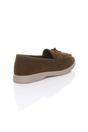 Dark Brown AJVANI Dark Brown Flat Slip On Smart Loafers, Image 4 of 4