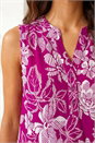 Magenta Textured Floral Print Sleeveless Top, Image 4 of 4
