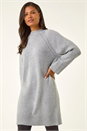 Light Grey High Neck Ribbed Knit Dress, Image 4 of 5