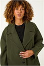 Khaki Longline Single Breasted Coat, Image 5 of 7