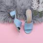 Light Blue AJVANI Light Blue Mid Block Heel Peep Toe Mules Sandals, Image 4 of 6