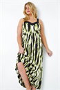 Lime Curve Contrast Print Stretch Midi Dress, Image 1 of 5
