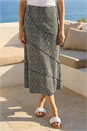 Black Asymmetric Ditsy Print Midi Skirt , Image 2 of 4