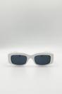 White Chunky Rectangle Sunglasses with Extra Wide Arms in White, Image 2 of 4