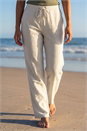 Stone Petite Linen Blend Elastic Tie Waist Trousers, Image 1 of 4