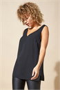 Black V-Neck Sleeveless Vest Top, Image 1 of 5