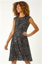 Black Sequin Twist Front Stretch Dress, Image 2 of 5