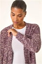 Mauve Speckled Popcorn Knit Cardigan, Image 1 of 5