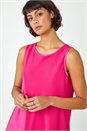 Cerise Satin Contrast Asymmetric Chiffon Tunic Top, Image 4 of 5