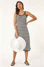 Black Stripe Crochet Midi Dress, Image 1 of 5