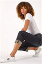 Indigo Slim Leg Turn Up Stretch Jeans, Image 2 of 5