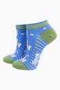 Blue Llama Floral Bamboo Trainer Socks in Blue, Image 1 of 4