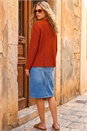 Rust Textured Tie Front Knit Cardigan, Image 2 of 4