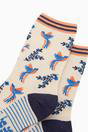Cream Hummingbird Floral Bamboo Socks, Image 3 of 4