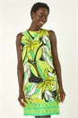 Lime Tropical Leaf Border Shift Dress, Image 2 of 5