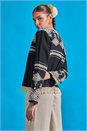 Black Cotton Blend Aztec Fringe Detail Jacket, Image 6 of 7