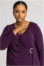 Plum Curve Wrap Diamante Buckle Top, Image 2 of 5