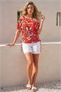 Rust Printed Ruched Top, Image 3 of 4