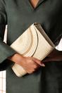Natural Alto Raffia Fold Over Clutch Bag, Image 2 of 6