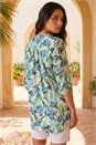 Blue Floral Longline Overshirt, Image 3 of 4