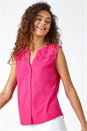 Cerise Sleeveless Embroidered Cotton Blouse, Image 1 of 5