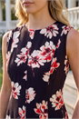 Black Floral Panel Midi Dress, Image 4 of 4