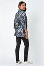 Charcoal Abstract Print Pocket Tunic Top with Snood, Image 3 of 5