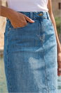 Denim Cotton Denim Stretch A line Skirt, Image 4 of 4