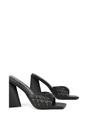 Black XY LONDON Black 'Maylin' Quilted Square Toe Sculptured Flared High Heels, Image 3 of 5