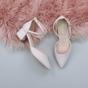 Natural AJVANI Natural Mid Block Heel Crossed Strap Pointed Toe 2 Part Heels, Image 4 of 6