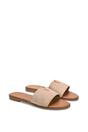 Taupe XY LONDON Taupe 'Rorie' Slip On Cut Out Flat Sandal Sliders, Image 3 of 6
