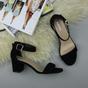Black AJVANI Black Mid Block Heel Ankle Strap Sandals, Image 4 of 6