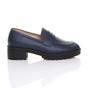 Navy Blue Flat Chunky Heeled Penny Loafers, Image 2 of 5