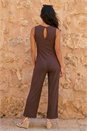 Chocolate Petite Textured Jumpsuit, Image 3 of 4