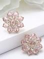 Light Pink Crystal Bloom Cluster Stud Earrings, Image 3 of 3
