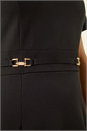 Black Front Keyhole Belted Dress, Image 5 of 5