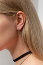 Silver The Colourful Aura Silver U-Shape Minimalist Small Oval Hoop Earring, Image 2 of 3