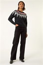 Black Sequin Neckline Knit Jumper, Image 2 of 5