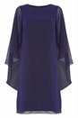 Midnight Blue Chiffon Cape Sleeve Dress, Image 4 of 4