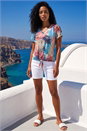 Coral Burnout Cold Shoulder Top, Image 2 of 4