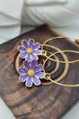 Purple The Colourful Aura Sunflower Charm Adjustable Dainty Hoop Earring, Image 1 of 2