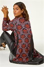 Red Chiffon Hem Printed Stretch Top, Image 1 of 5