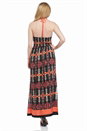 Orange Tribal Print Maxi Dress, Image 3 of 5