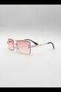 Pink Frameless Square Sunglasses in Pink, Image 3 of 6