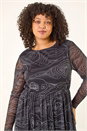 Black Curve Abstract Swirl Midi Dress, Image 4 of 5