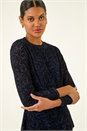 Navy  Flock Mesh Textured Top, Image 4 of 5