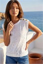 Ivory  Floral Embroidered Top, Image 1 of 4